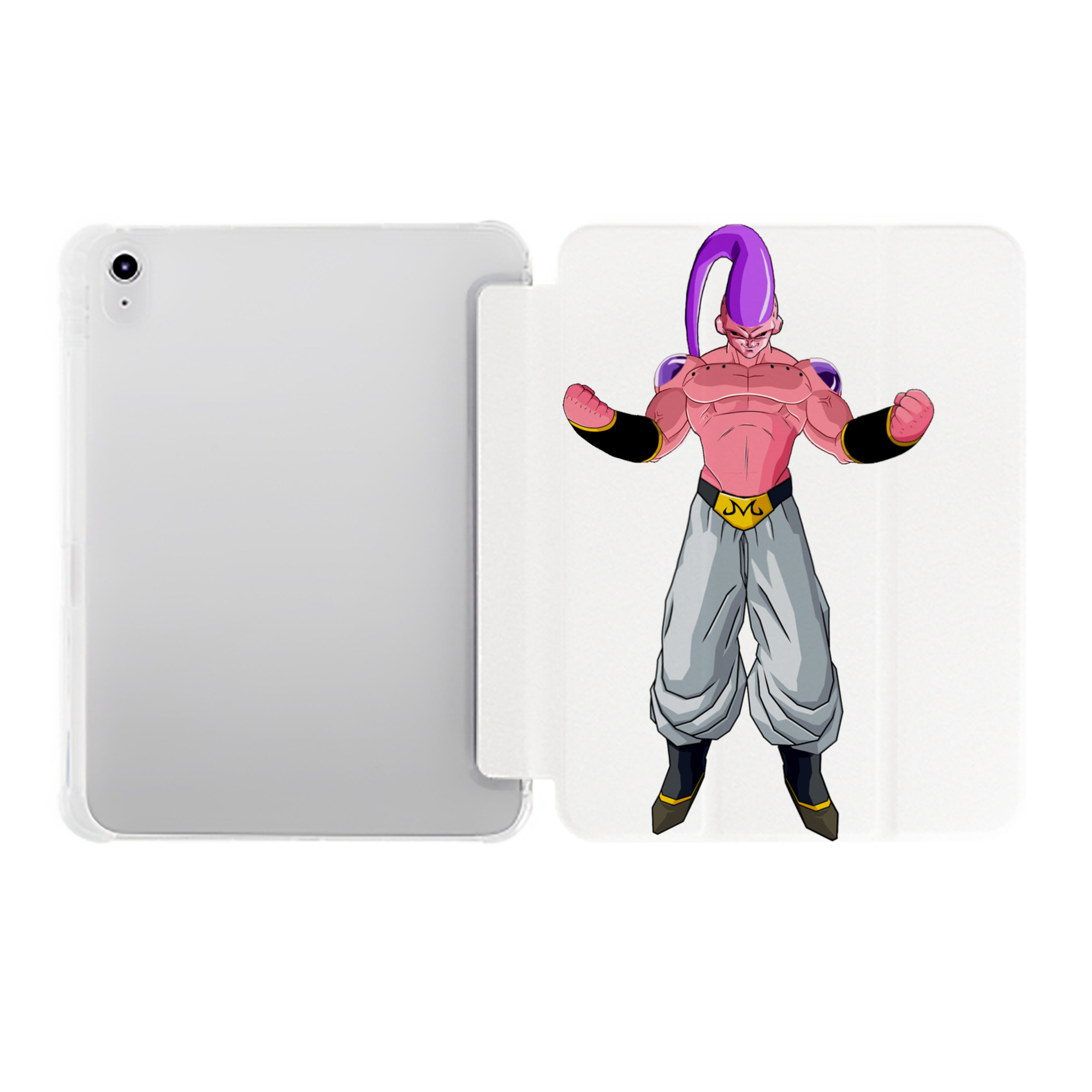 （画像用） ドラゴンボール 魔人ブウ DRAGON BALL Majin Buu IPad ケース ペン収納付き 三つ折りスタンド PUレザー×シリコン 対応機種9.5/10.5/10.9インチ
